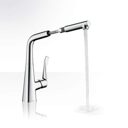 Hansgrohe Metris M71 Single lever kitchen mixer 320 with pull out spout and single spray mode