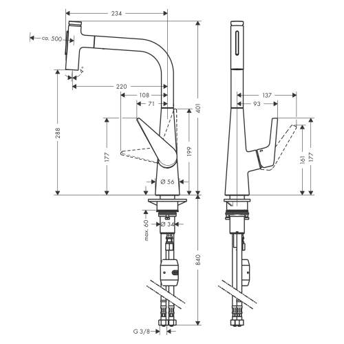 Hansgrohe Talis Select M51 Single lever kitchen mixer with pull-out spray