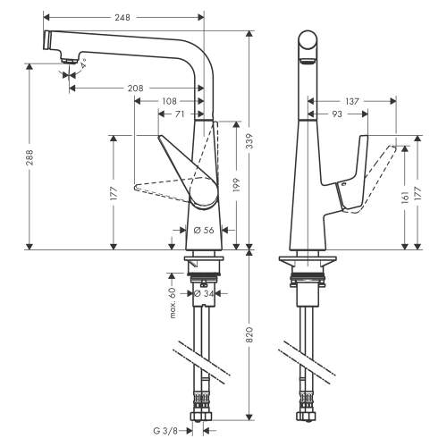 Hansgrohe Talis Select M51 Single lever kitchen mixer 300 with single spray mode