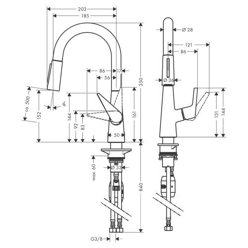 Hansgrohe Talis M51 Single lever kitchen mixer 160 with pull out spray and 2 spray modes