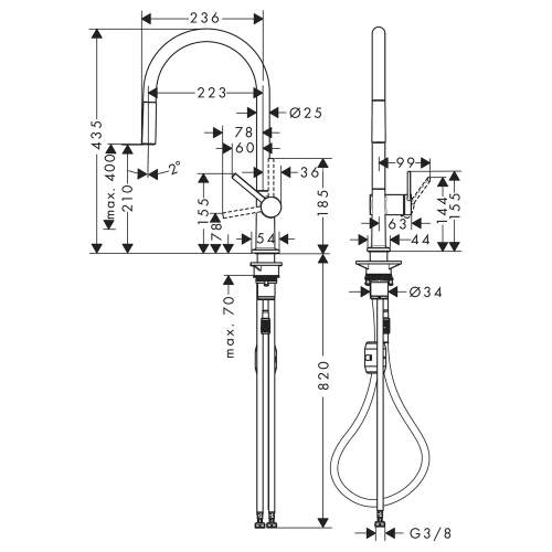 Hansgrohe Talis M54 Single lever kitchen mixer 210 with pull-out spout with single spray mode