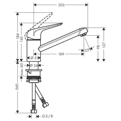 Hansgrohe Focus M42 Single lever kitchen mixer 100 with single spray mode