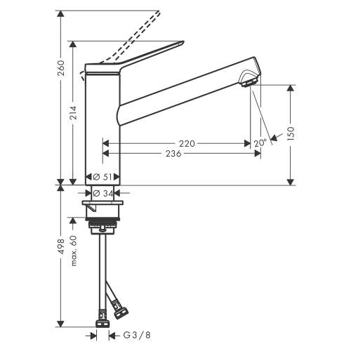 Hansgrohe Zesis M33 Single lever kitchen mixer 150 with single spray mode