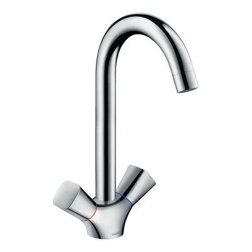 Hansgrohe Logis M31 twin handle kitchen mixer 220 with single spray mode