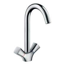 Hansgrohe Logis M31 twin handle kitchen mixer 220 with single spray mode