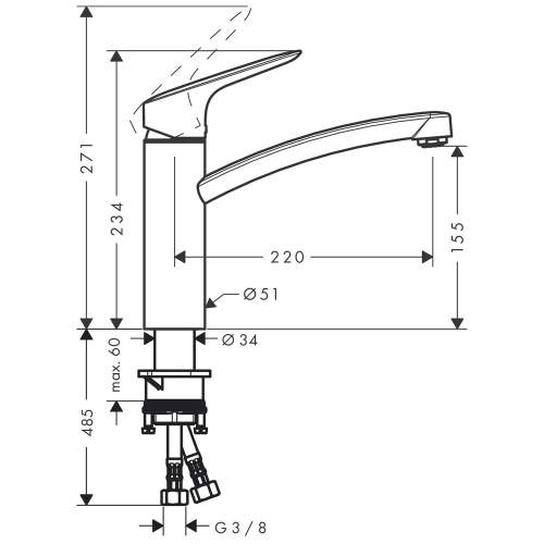 Hansgrohe Logis M31 Single lever kitchen mixer 160 EcoSmart with CoolStart and single spray mode