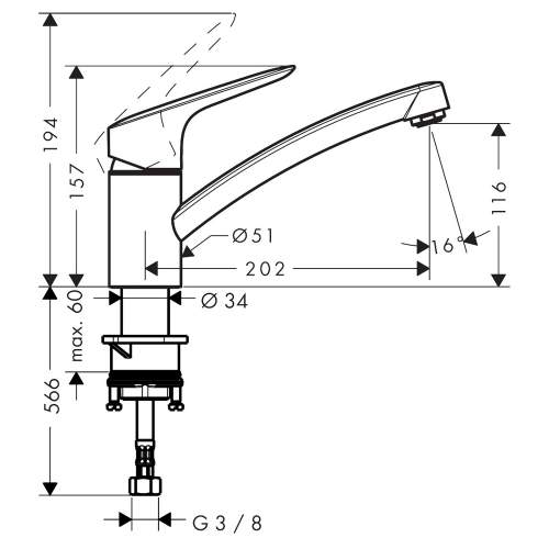 Hansgrohe Logis M31 Single lever kitchen mixer 120 with single spray mode