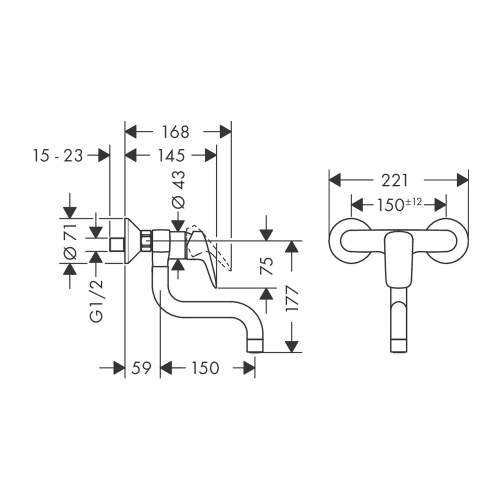 Hansgrohe Logis M31 Single lever wall mounted kitchen mixer with single spray mode