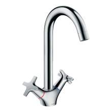 Hansgrohe Logis M32 twin handle kitchen mixer 220 with single spray mode
