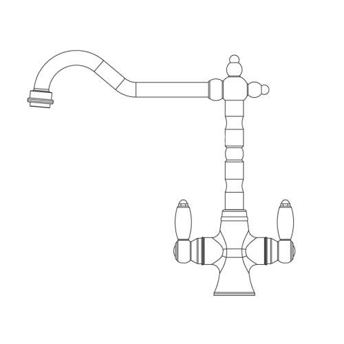 Franke Cotswold Traditional Spout Twin Lever Kitchen Tap