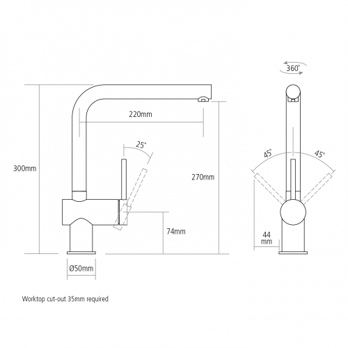 Caple Tayo Quad  Stainless Steel Single Lever Kitchen Tap