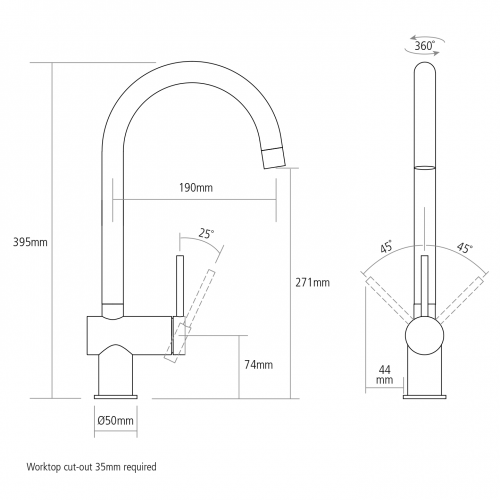 Caple Tayo Stainless Steel Single Lever Kitchen Tap