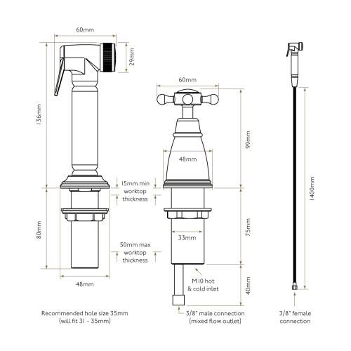 Bidbury and Co Chalford Independent Pull-Out Spray with Crosshead Handle