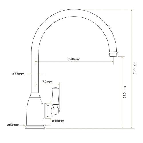 Bidbury and Co Single Lever Monobloc Tap with Porcelain Handles