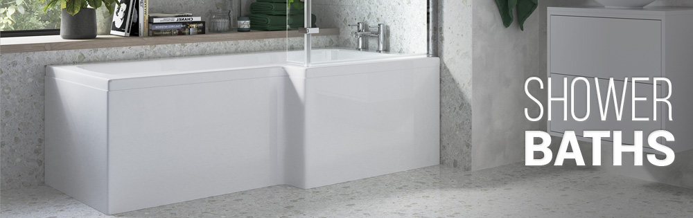P and L shaped shower baths from sinks-taps