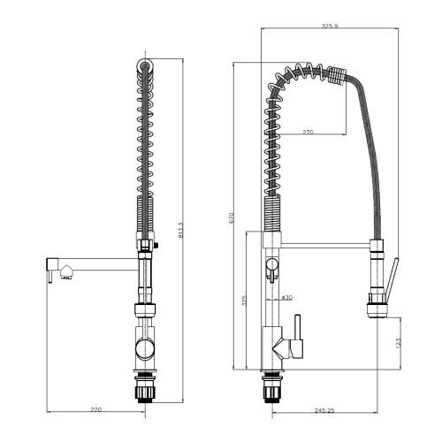 Reginox Altus Tap with Flexible Spray and Swivel Spout in Chrome