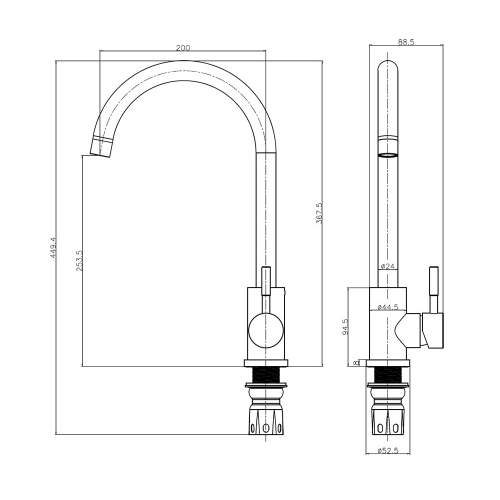 Reginox Taravo Swan Neck Single Lever Kitchen Tap​