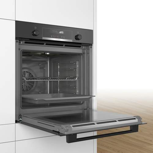 Bosch Serie 6 HRG579BB6B Built In Black Single Pyrolytic Oven with Steam Function