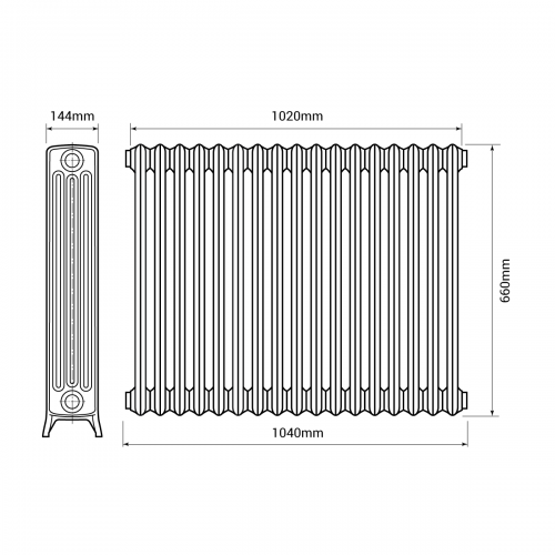 Kartell K-Rad Legacy 4 Column 1020 x 660 Traditional Cast Iron Radiator