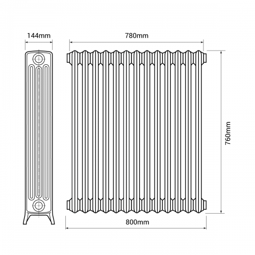 Kartell K-Rad Legacy 4 Column 780 x 760 Traditional Cast Iron Radiator