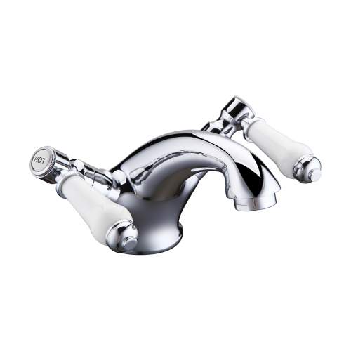 Holborn Lever Twin Handled Basin Mixer with Click Clack Waste