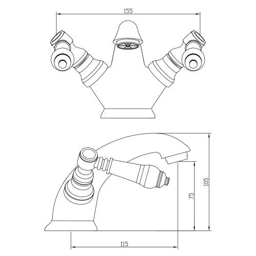 Holborn Lever Twin Handled Basin Mixer with Click Clack Waste