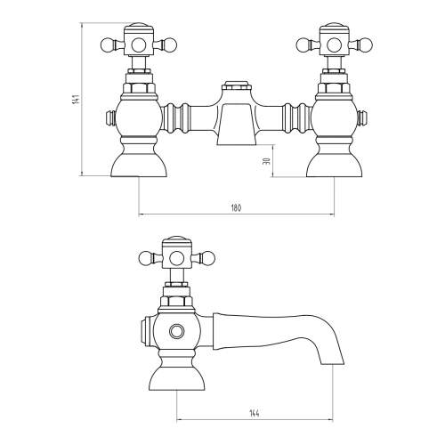 Holborn Edwardian Pillar Mounted Bath Filler