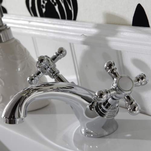 Holborn Edwardian Twin Lever Basin Mixer with Click Clack Waste