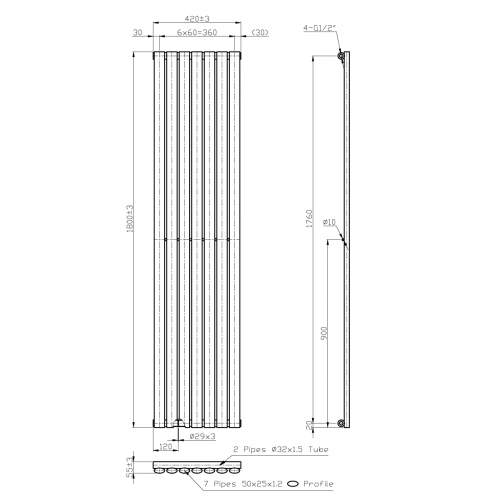 Kartell K-Rad Aspen Single White Designer Vertical Radiator 1800mm x 420mm