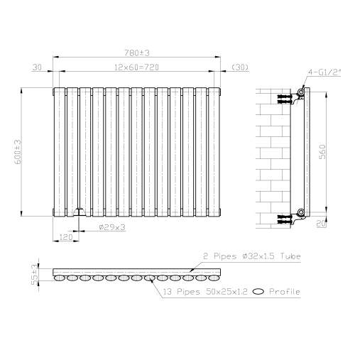 Kartell K-Rad Aspen Single White Horizontal Radiator 600mm x 780mm