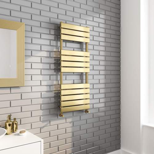 Kartell K-Rad Malibu Brushed Brass Designer Heated Towel Rail 1200mm x 500mm