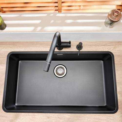 Reginox Regi-Color OHIO 80x42 Jet Black Single Extra Wide Bowl Kitchen Sink