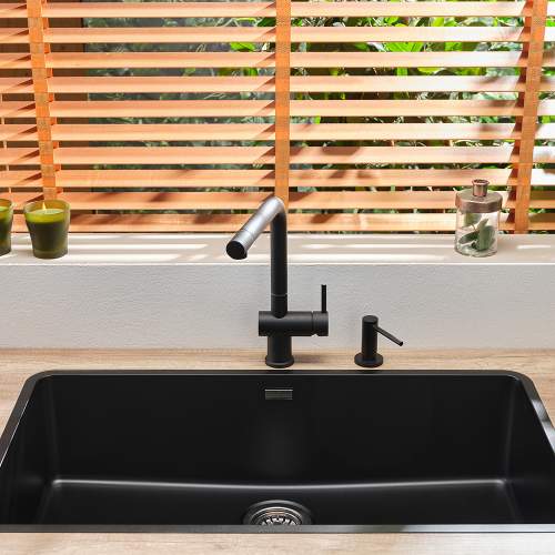 Reginox Regi-Color OHIO 80x42 Jet Black Single Extra Wide Bowl Kitchen Sink