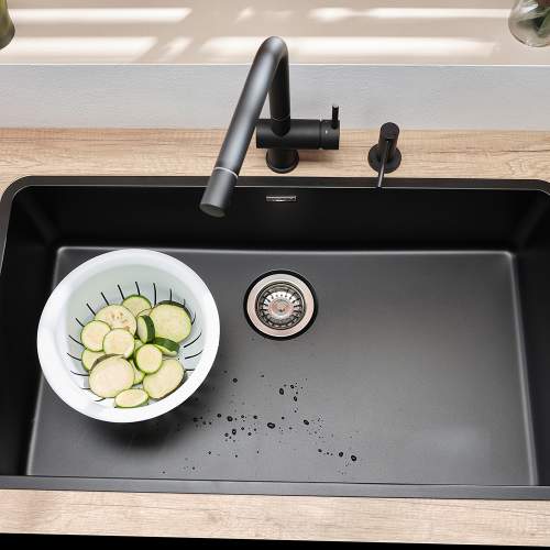 Reginox Regi-Color OHIO 80x42 Jet Black Single Extra Wide Bowl Kitchen Sink