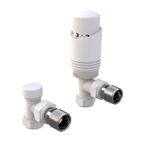 Kartell K-Design Angled White Thermostatic Radiator Valve Pack