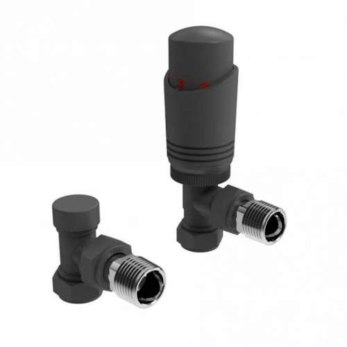 Kartell K-Design Angled Anthracite Thermostatic Radiator Valve Pack