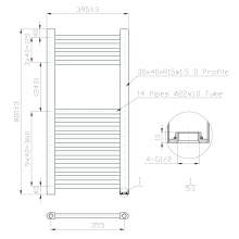 Kartell K-Rail Chrome Straight Bar Heated Towel Rail 400mm x 800mm