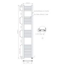 Kartell K-Rail Chrome Straight Bar Heated Towel Rail 300mm x 1600mm