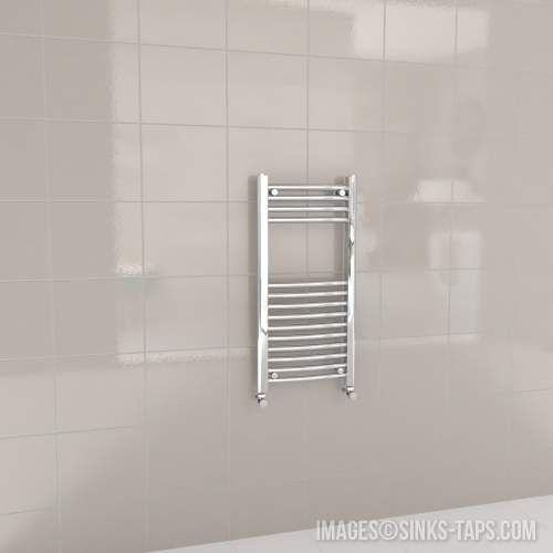 Kartell K-Rail Chrome Curved Bar Heated Towel Rail 400mm x 800mm