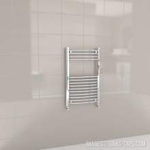 Kartell K-Rail Chrome Curved Bar Heated Towel Rail 500mm x 800mm