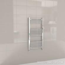 Kartell K-Rail Chrome Curved Bar Heated Towel Rail 500mm x 1000mm