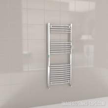 Kartell K-Rail Chrome Curved Bar Heated Towel Rail 500mm x 1200mm