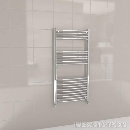 Kartell K-Rail Chrome Curved Bar Heated Towel Rail 600mm x 1200mm