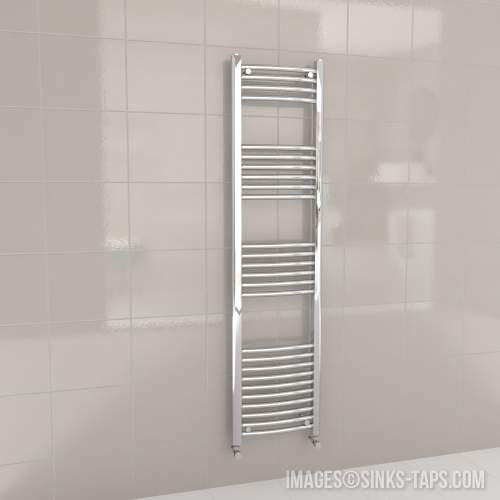 Kartell K-Rail Chrome Curved Bar Heated Towel Rail 400mm x 1600mm