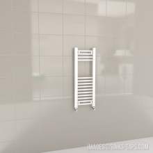 Kartell K-Rail White Straight Bar Heated Towel Rail 300mm x 800mm