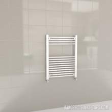 Kartell K-Rail White Straight Bar Heated Towel Rail 600mm x 800mm