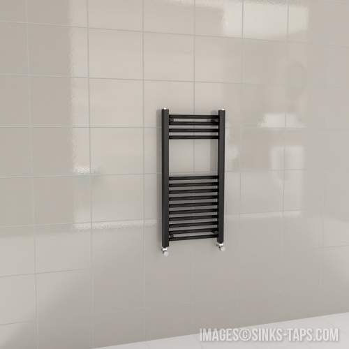 Kartell K-Rail Black Straight Bar Heated Towel Rail 400mm x 800mm