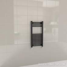 Kartell K-Rail Black Straight Bar Heated Towel Rail 400mm x 800mm