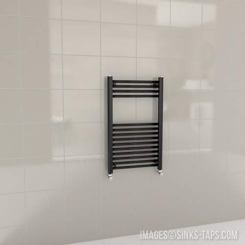 Kartell K-Rail Black Straight Bar Heated Towel Rail 500mm x 800mm