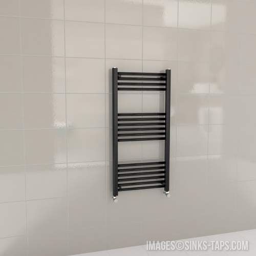 Kartell K-Rail Black Straight Bar Heated Towel Rail 500mm x 1000mm